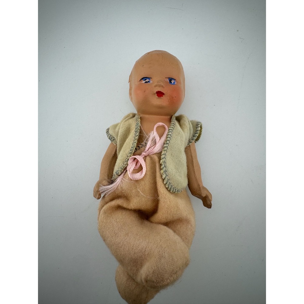 Vintage Baby Doll Beige Body Blue Eyes 6.5 Inches Collectible Toy‎